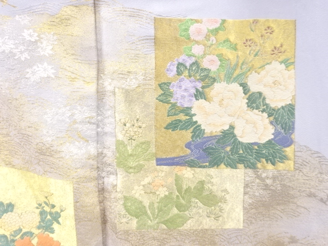 JAPANESE KIMONO / ANTIQUE KIMONO / JUKO ORI / WOVEN FLOWERS